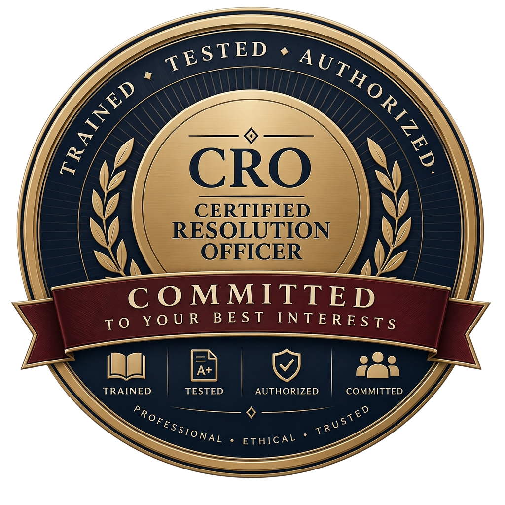 Certified Resolution Officer badge: trained, tested, authorized, and committed to your best interests